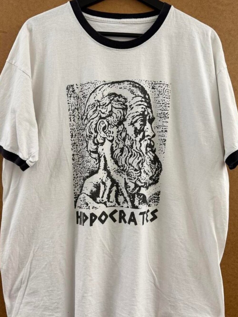 Vintage Y2K ringer Hippocrates white t-shirt
